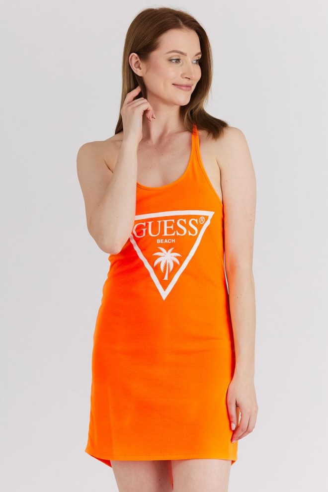 GUESS Orange neon dress with triangle logo