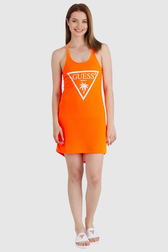 GUESS Orange neon dress with triangle logo