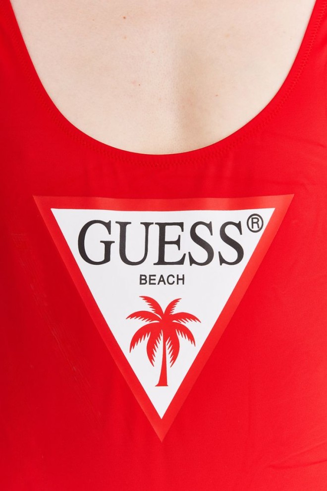 GUESS Czerwony strój kąpielowy z trójkątnym logo