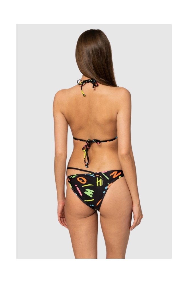 MOSCHINO Czarna góra od bikini w neonowe litery