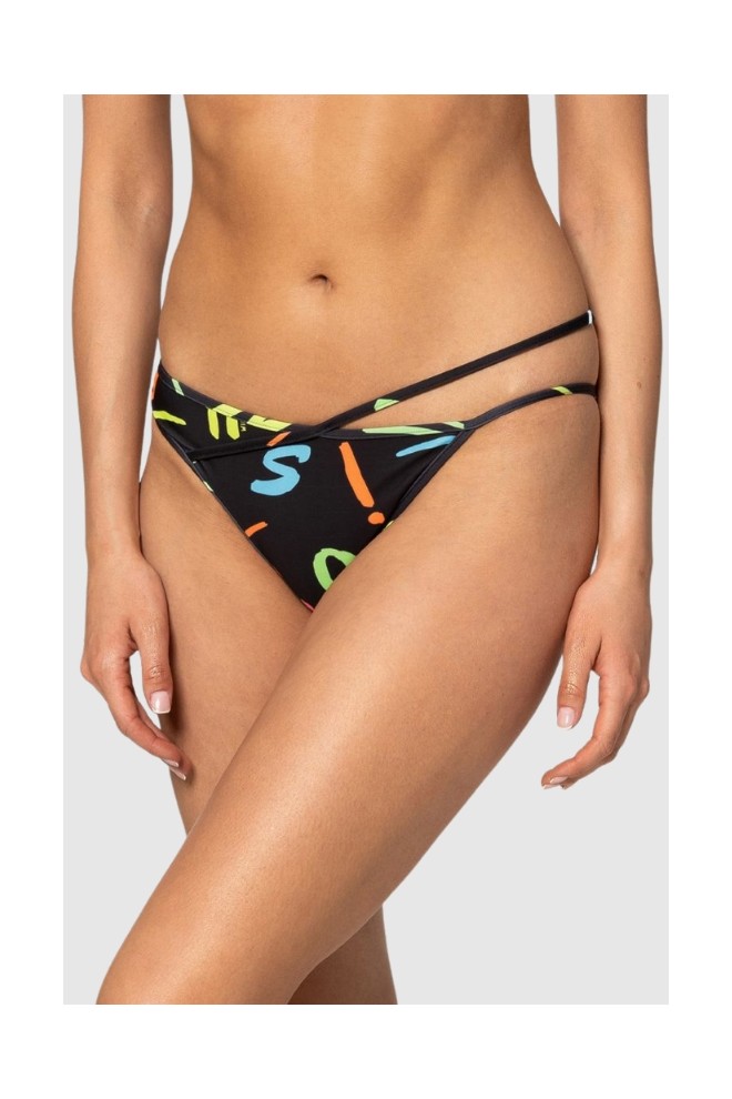 MOSCHINO Black bikini bottom in neon letters