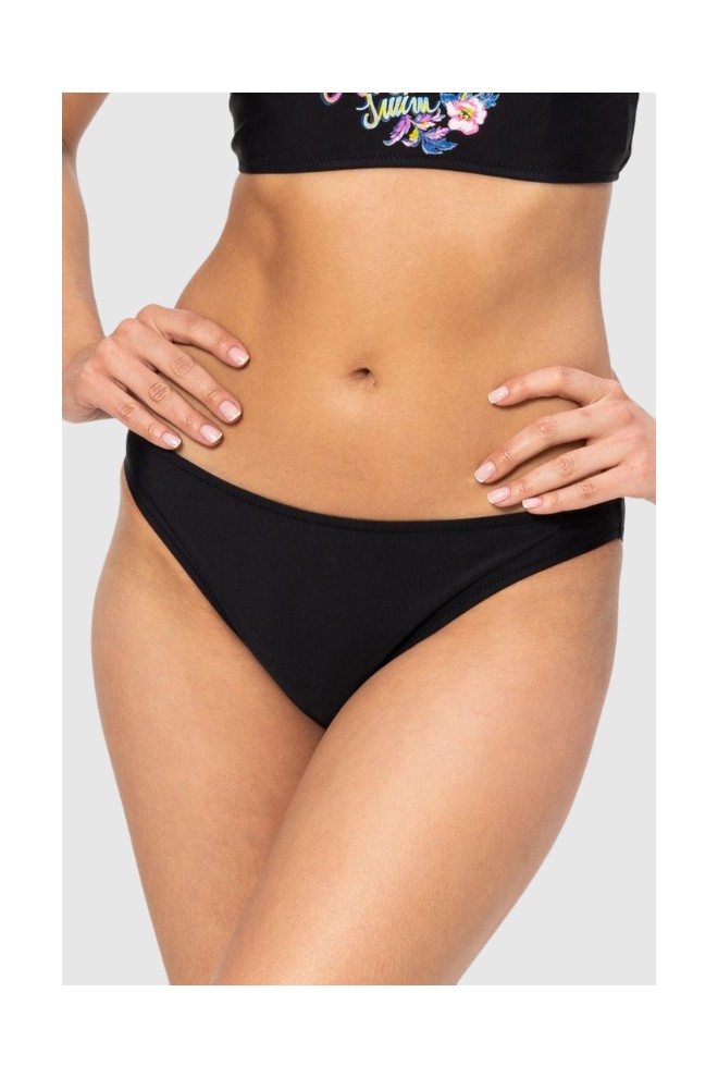 MOSCHINO Bikini negru cu detalii florale cu logo