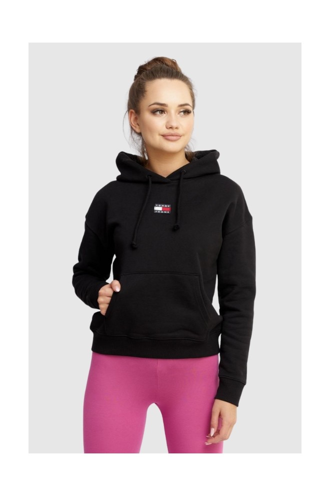 TOMMY JEANS Black women's hooded sweatshirt