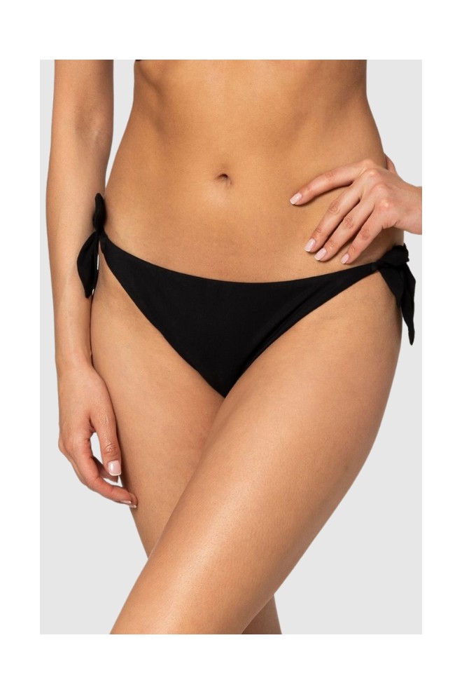 MOSCHINO Black bikini bottom with ties and gold logo