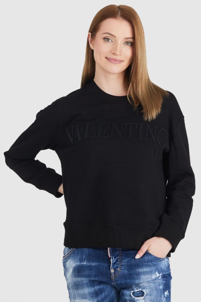 VALENTINO Black women's sweatshirt with embossed logo