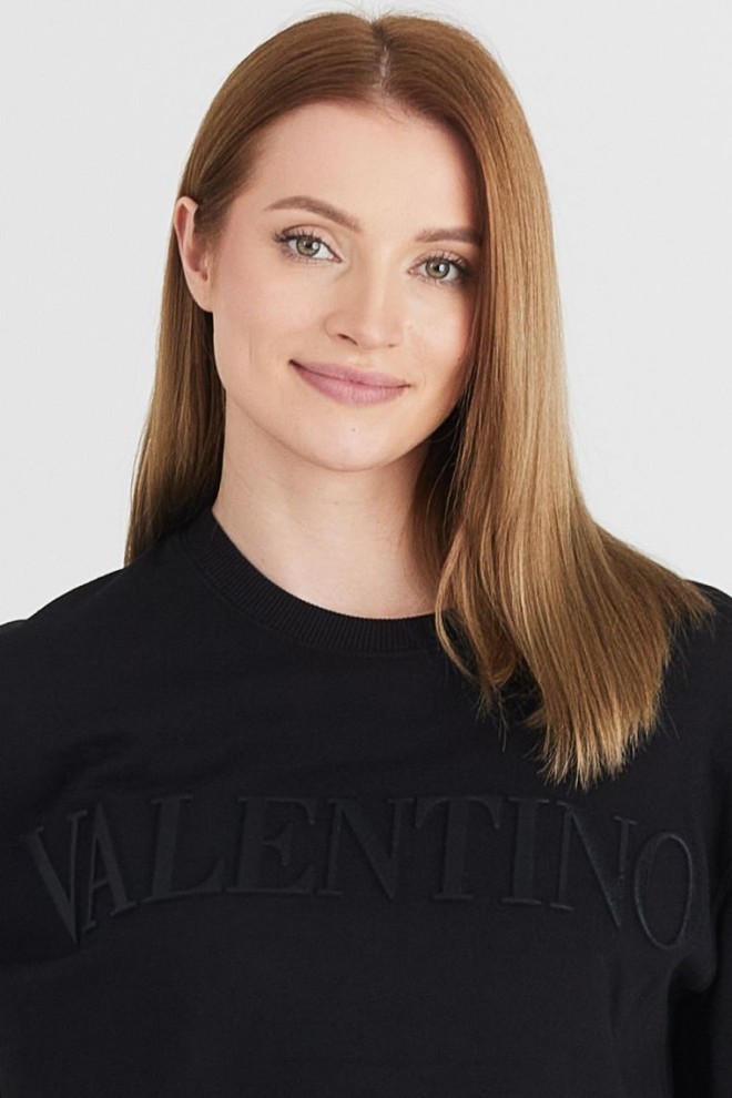 VALENTINO Black women's sweatshirt with embossed logo