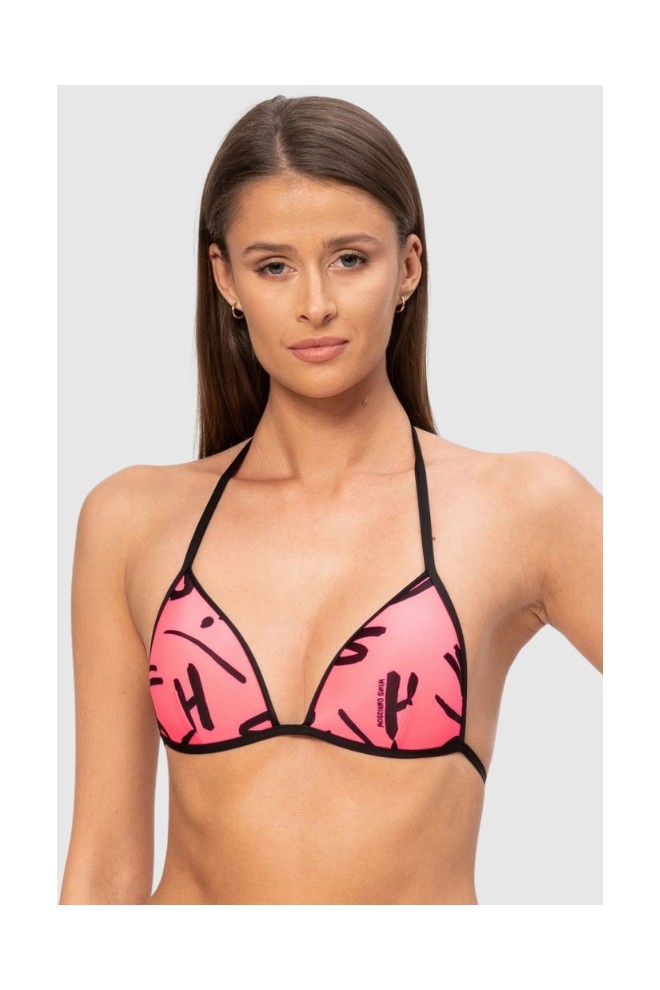 MOSCHINO Top bikini roz cu litere