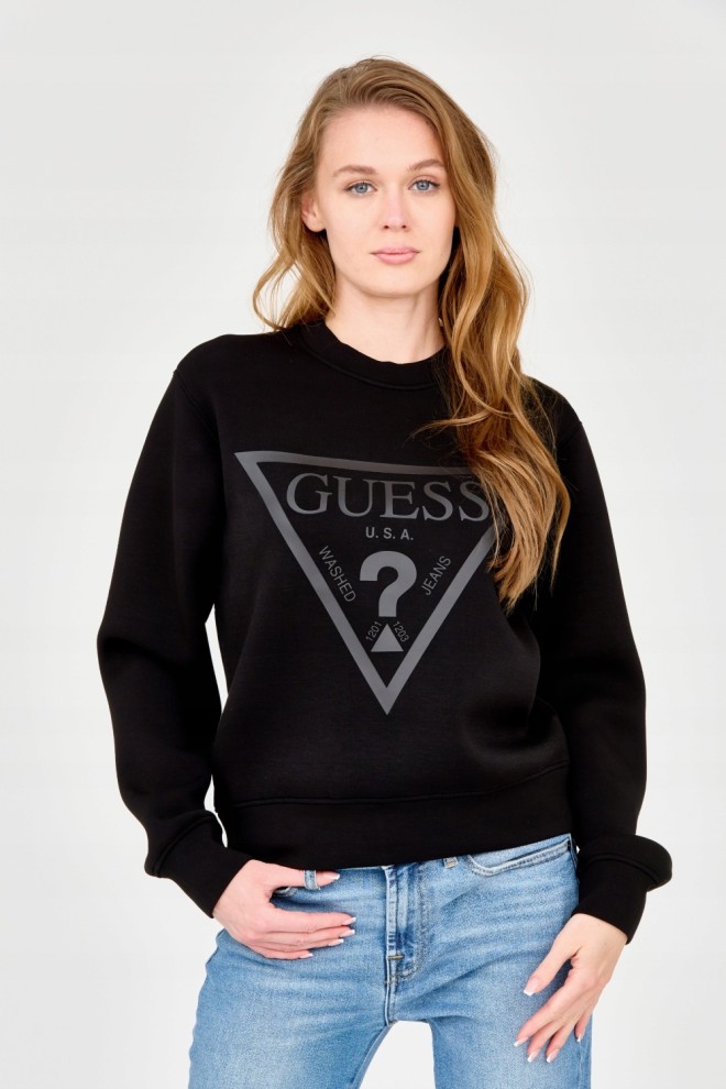 GUESS Czarna damska bluza z dużym logo