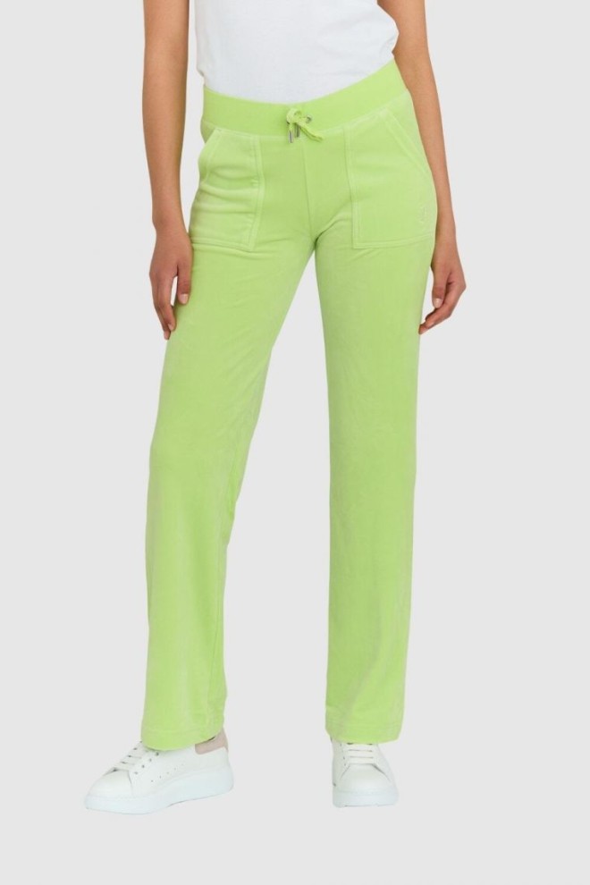 JUICY COUTURE Pantaloni de trening del ray din catifea clasică pentru femei, în verde deschis