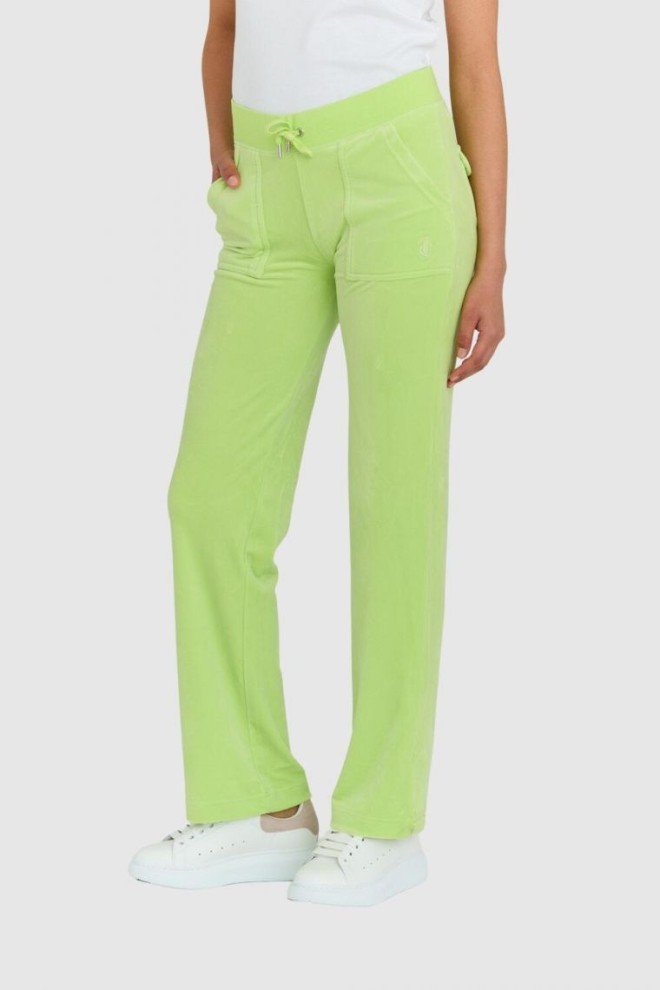 JUICY COUTURE Pantaloni de trening del ray din catifea clasică pentru femei, în verde deschis
