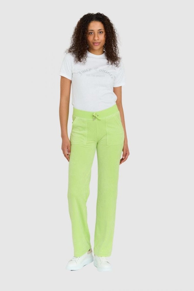 JUICY COUTURE Pantaloni de trening del ray din catifea clasică pentru femei, în verde deschis