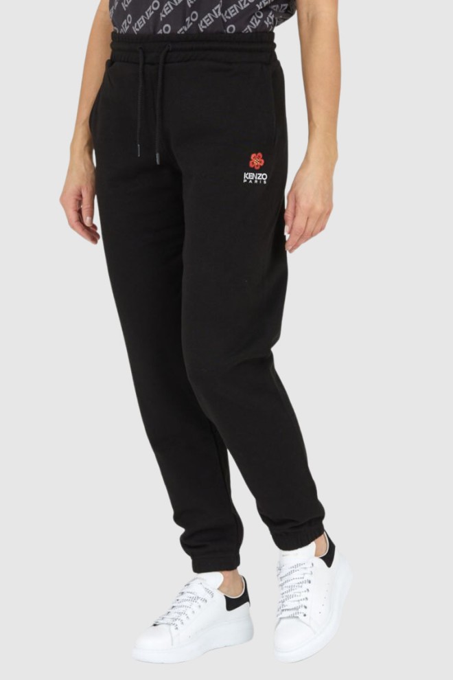 KENZO Black women's sweatpants with floral pattern