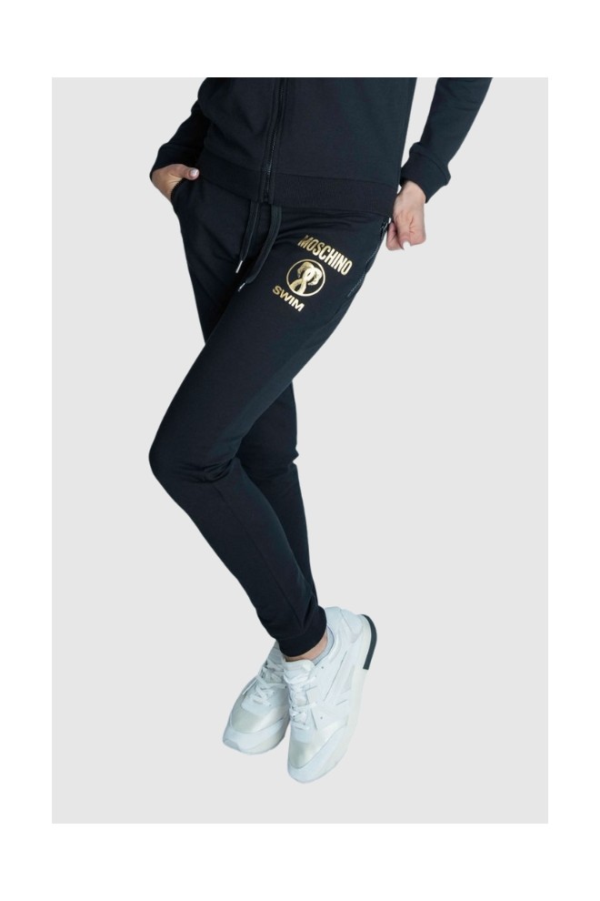 Pantaloni de trening MOSCHINO SWIM, negri, pentru femei