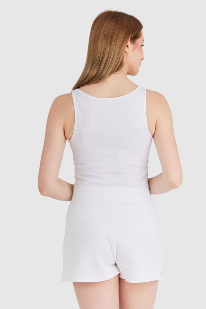 Top alb cu logo cu mărgele pentru femei GUESS 