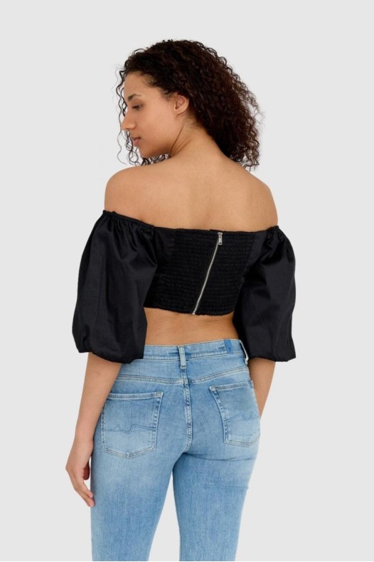 GUESS Bluză scurtă neagră...