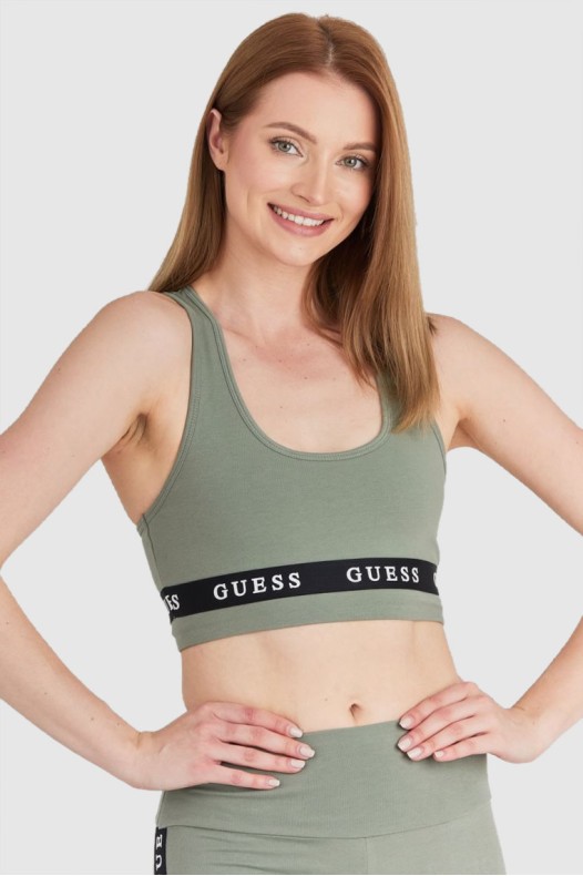 GUESS Top sport verde cu...