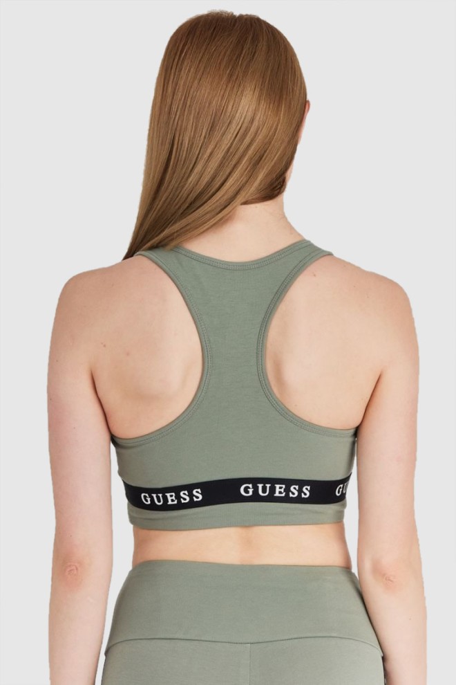 GUESS Top sport verde cu logo pentru femei