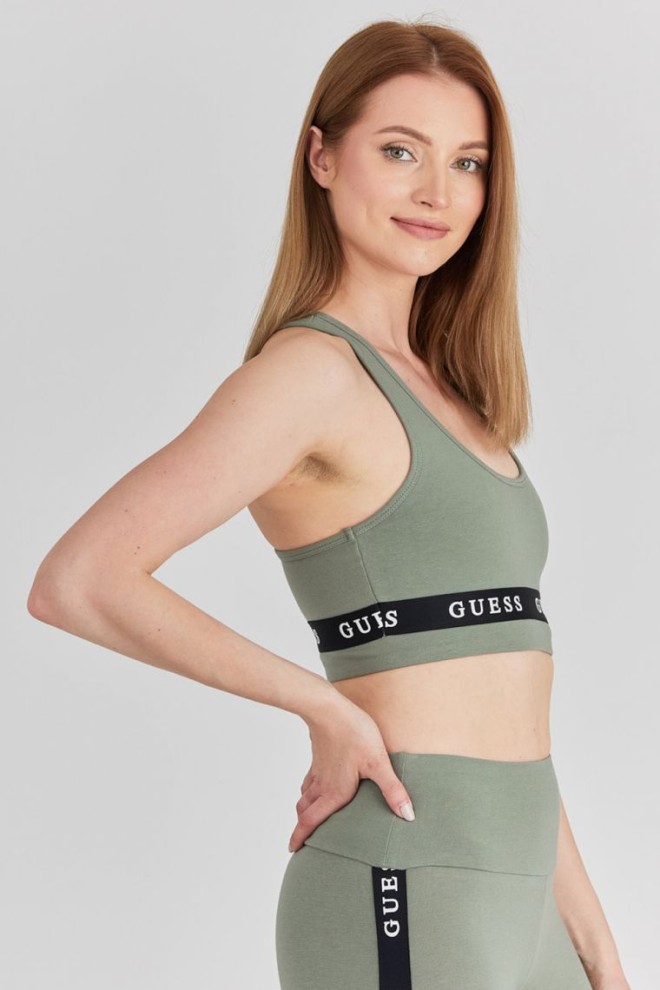 GUESS Top sport verde cu logo pentru femei