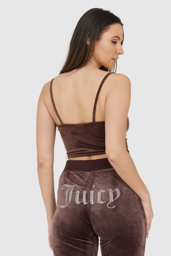 JUICY COUTURE Brown velour top with glitter logo