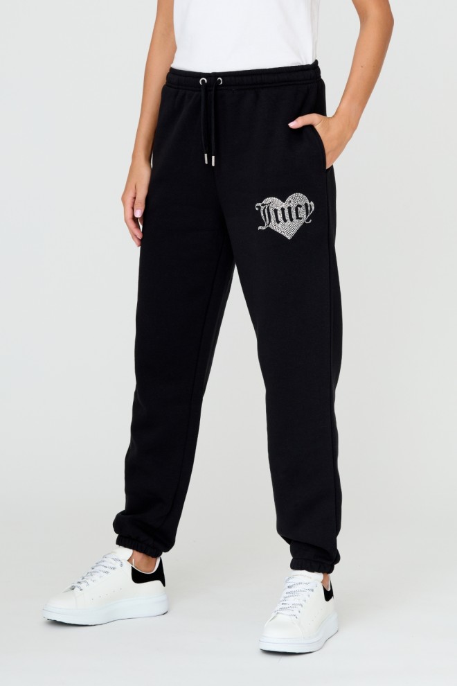 JUICY COUTURE Black Heart Diamante Pants