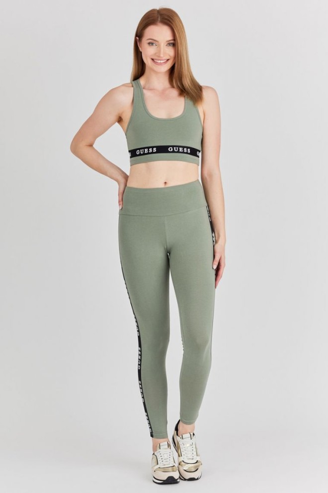 GUESS Green women's leggings with piping