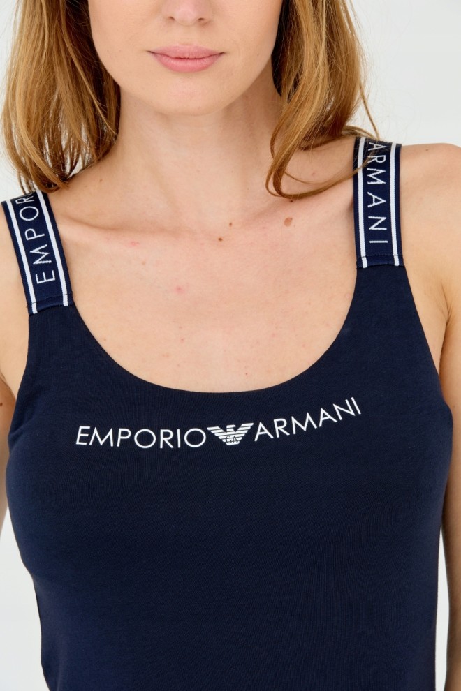 EMPORIO ARMANI Top granatowy z białym logo