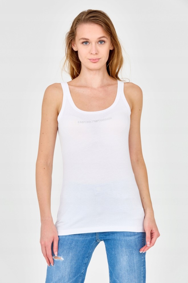 EMPORIO ARMANI White top with rhinestone logo