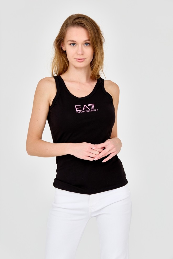 EA7 Black strapless top with pink logo