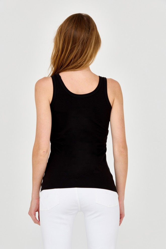 EA7 Black strapless top with pink logo