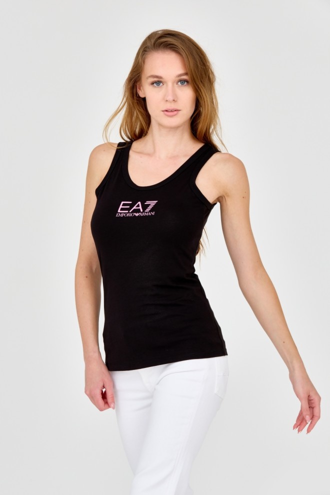 EA7 Black strapless top with pink logo