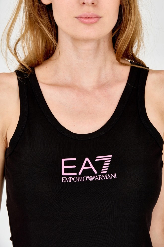 EA7 Black strapless top with pink logo