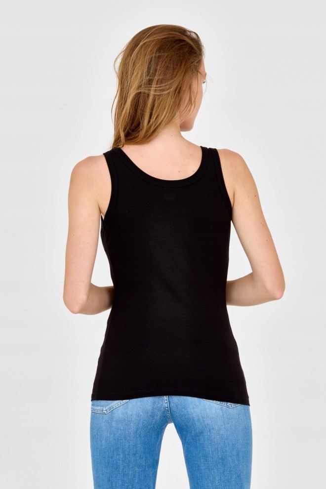 EA7 Black strapless top with white logo