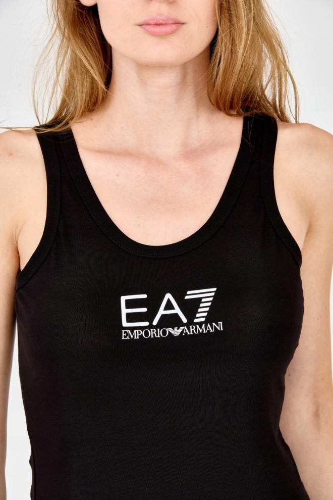 EA7 Black strapless top with white logo