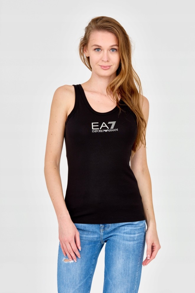 EA7 Black strapless top with silver logo