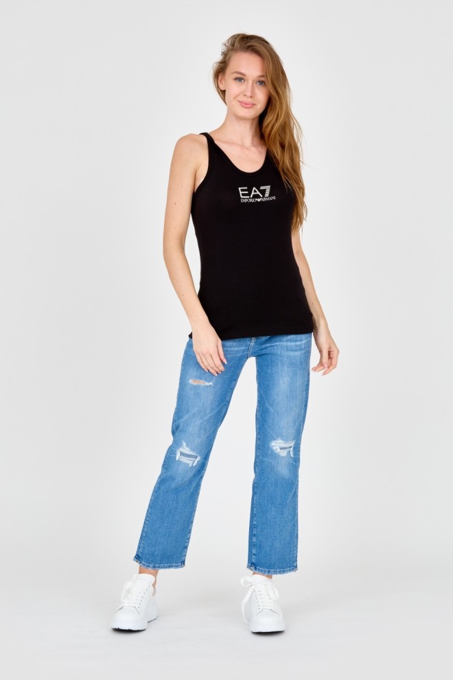 EA7 Black strapless top with silver logo