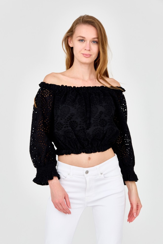 GUESS Women's black crop top