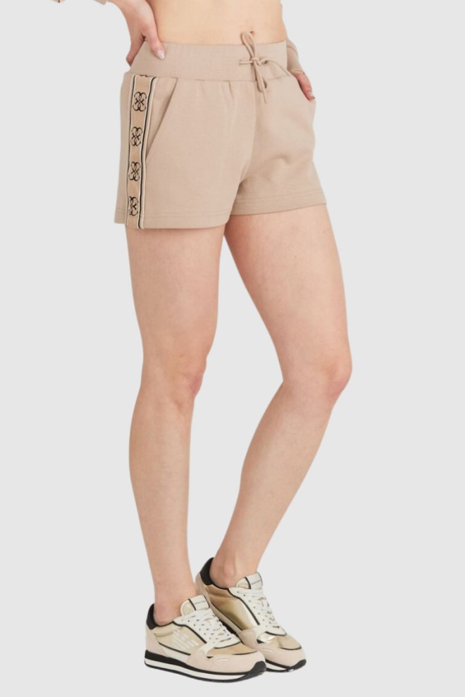 Pantaloni scurți pentru femei GUESS Beige cu logo