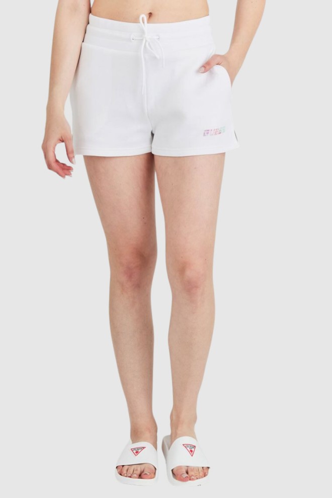 GUESS White women's shorts with colorful logo