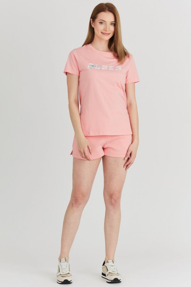 GUESS Peach women's shorts with colorful logo