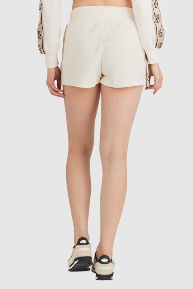 GUESS Cream women's shorts with logo stripes