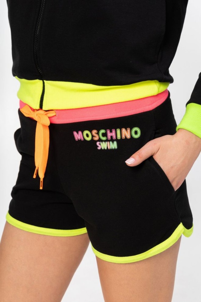 MOSCHINO Black women's shorts with neon logo