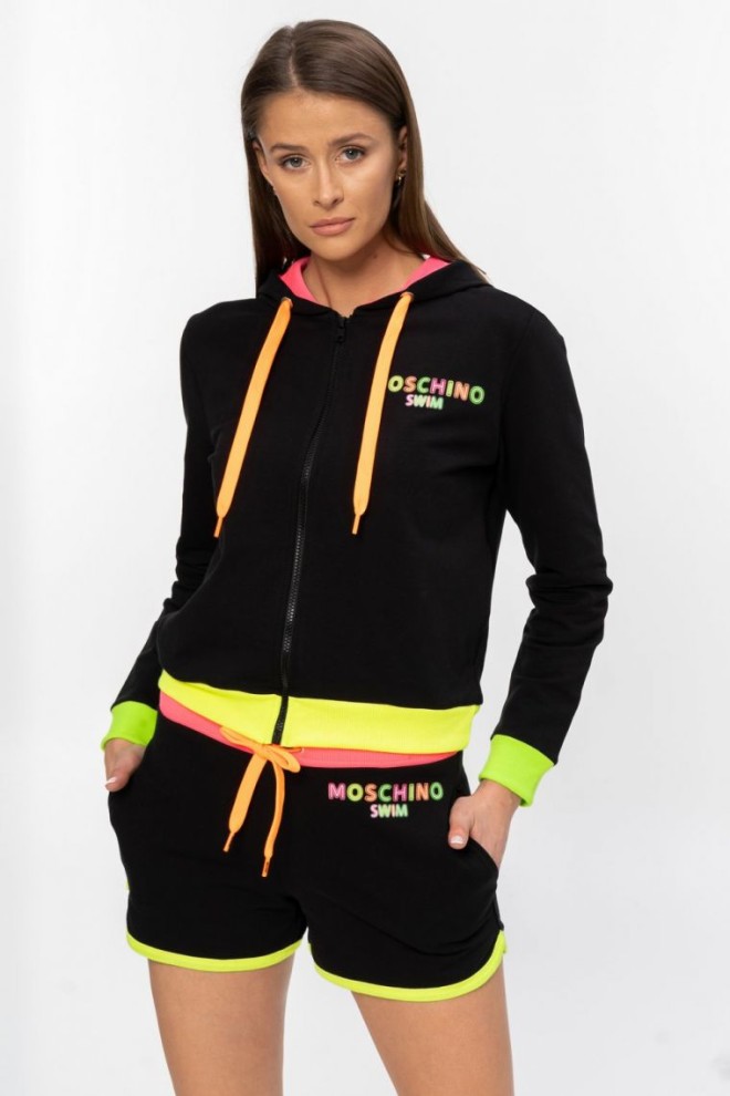 MOSCHINO Black women's shorts with neon logo