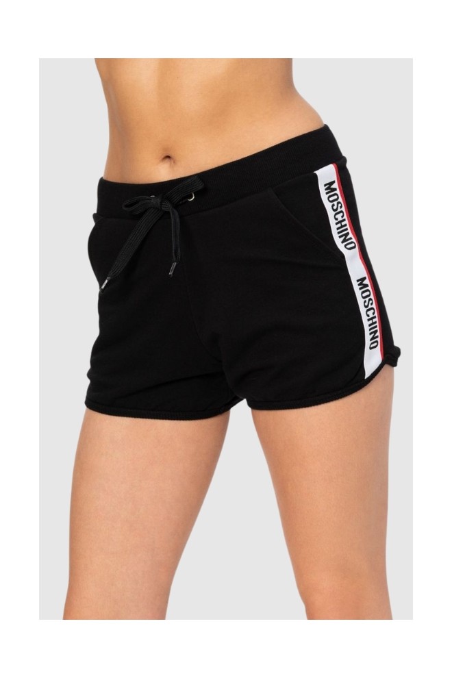 MOSCHINO Black women's shorts with stripes