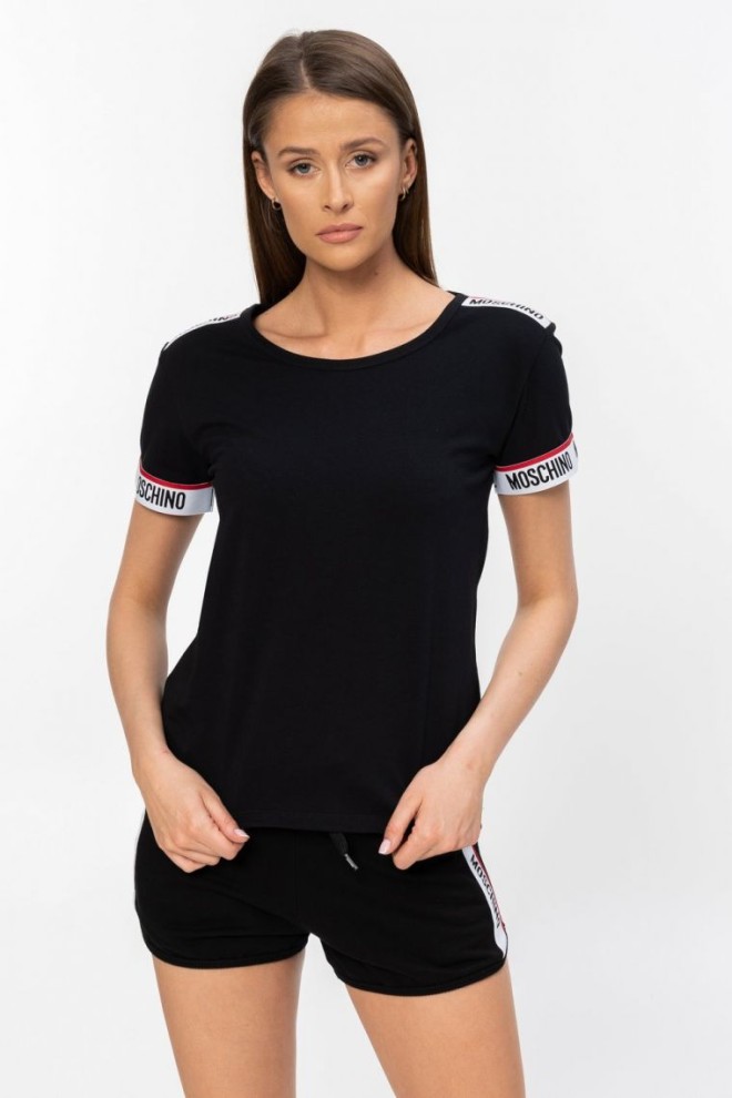 MOSCHINO Pantaloni scurți negri de damă cu bordură