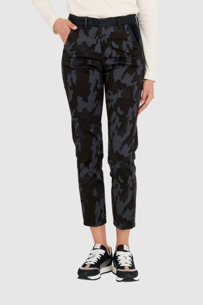 AERONAUTICA MILITARE Pantaloni chinos de damă din marochin negru