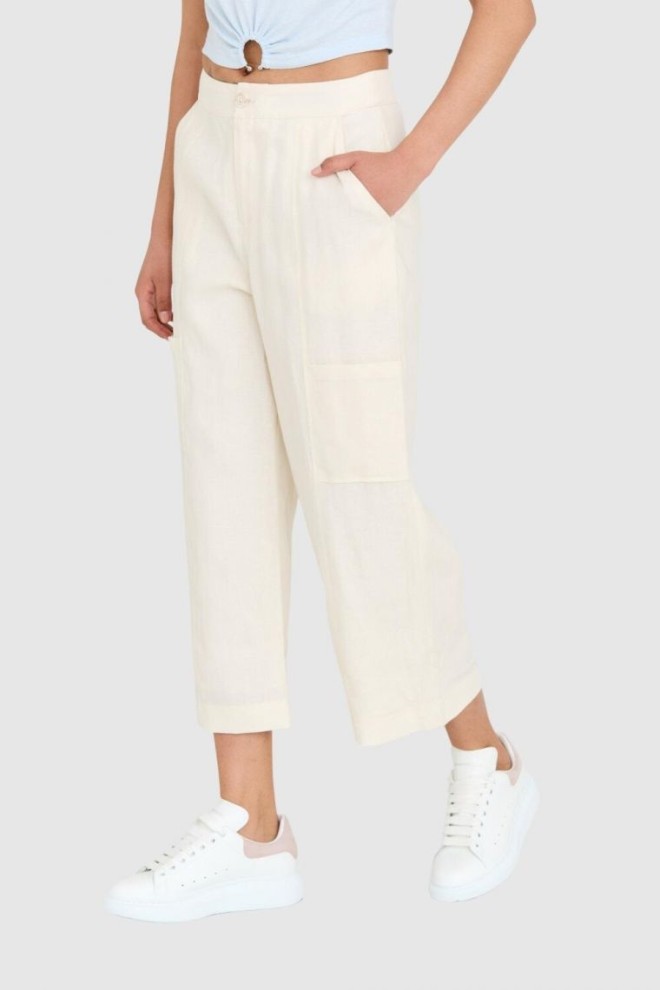 GUESS Cream linen pants for women