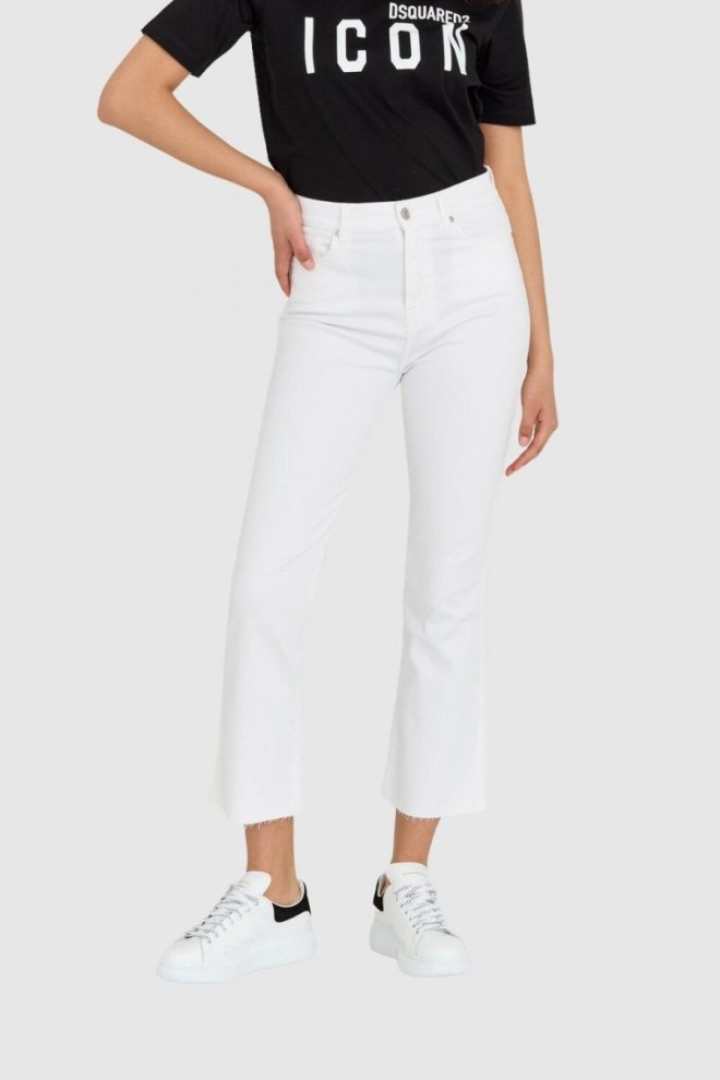 7 FOR ALL MANKIND White women's jeans with widened raw leg HW Slim Kick