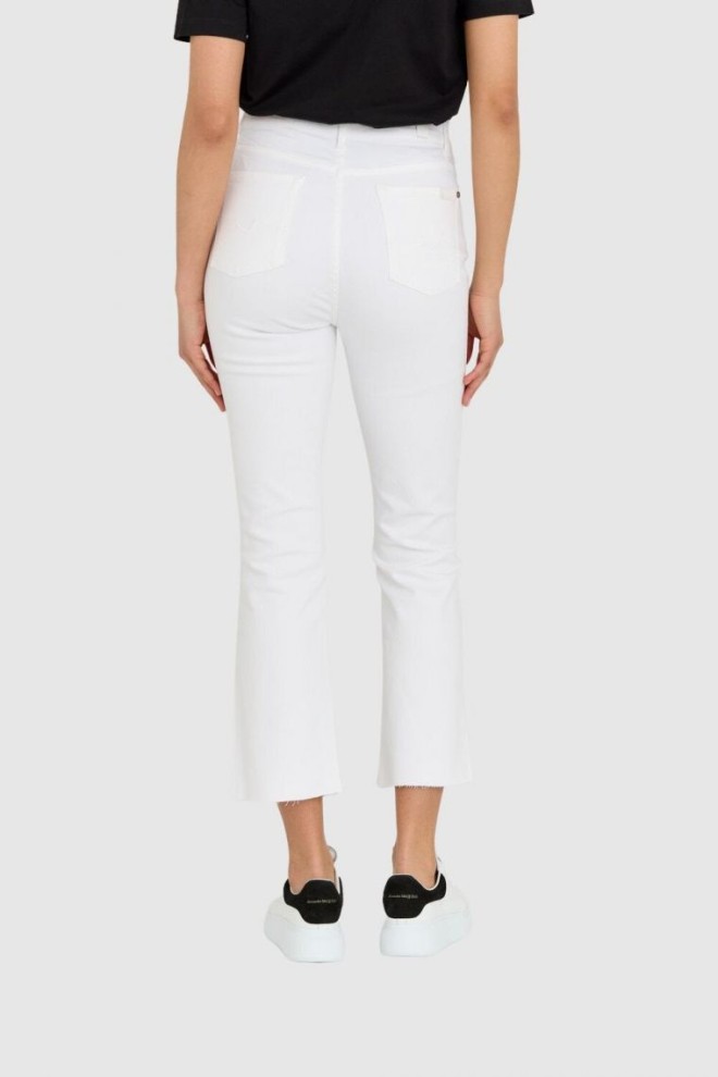 7 FOR ALL MANKIND Białe jeansy damskie z poszerzoną surowo zakończoną nogawką HW Slim Kick