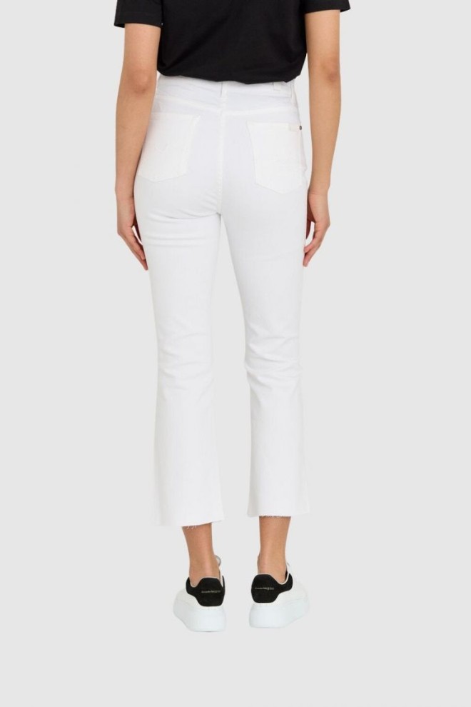 7 FOR ALL MANKIND Blugi albi pentru femei cu picior crud lărgit HW Slim Kick