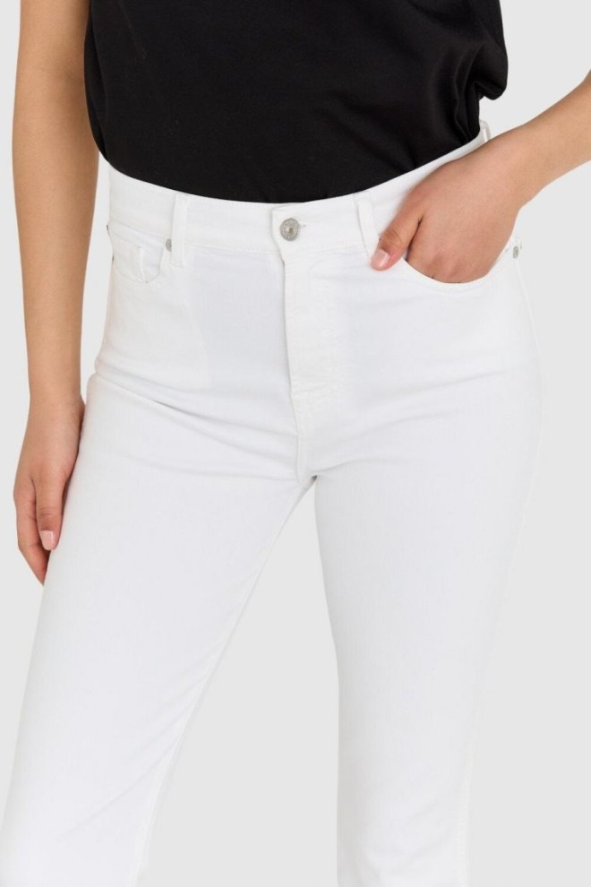 7 FOR ALL MANKIND Blugi albi pentru femei cu picior crud lărgit HW Slim Kick